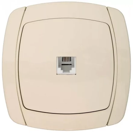 Розетка СВЕТОЗАР &quot;CITY LIGHT&quot; телефонная одинарная в сборе, цвет бежевый SV-54217-B купить в Сургуте
