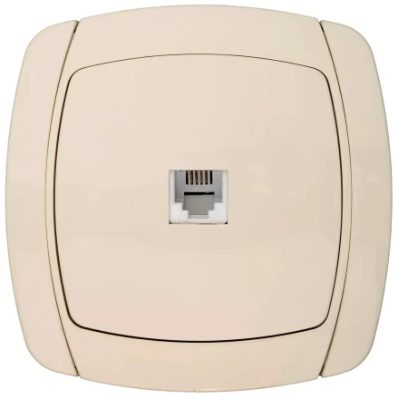 Розетка СВЕТОЗАР &quot;CITY LIGHT&quot; телефонная одинарная в сборе, цвет бежевый SV-54217-B купить в Сургуте