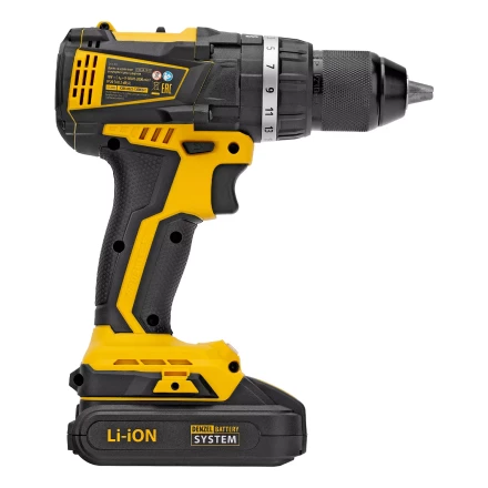 Дрель-шуруповерт аккумуляторная ударная бесщет Denzel CIDB-IB-18-02 26130, Li-Ion, 18 В, 2 акк. купить в Сургуте