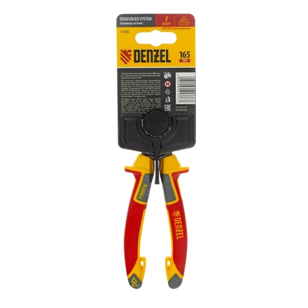 Плоскогубцы комбинированные Denzel 17085, диэлектрические трехкомпонентные рукоятки до 1000 В, 165 мм купить в Сургуте