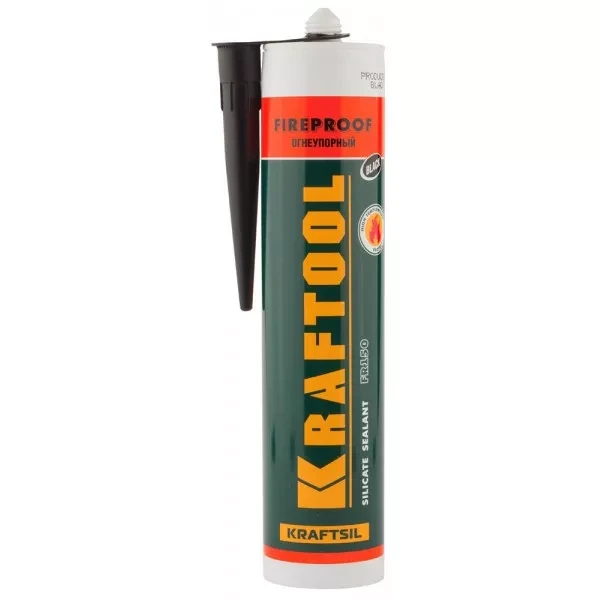 Герметик KRAFTOOL KRAFTFLEX FR150 силикатный огнеупорный "+1500 С", жаростойкий, черный, 300мл 41260-4_G купить в Сургуте