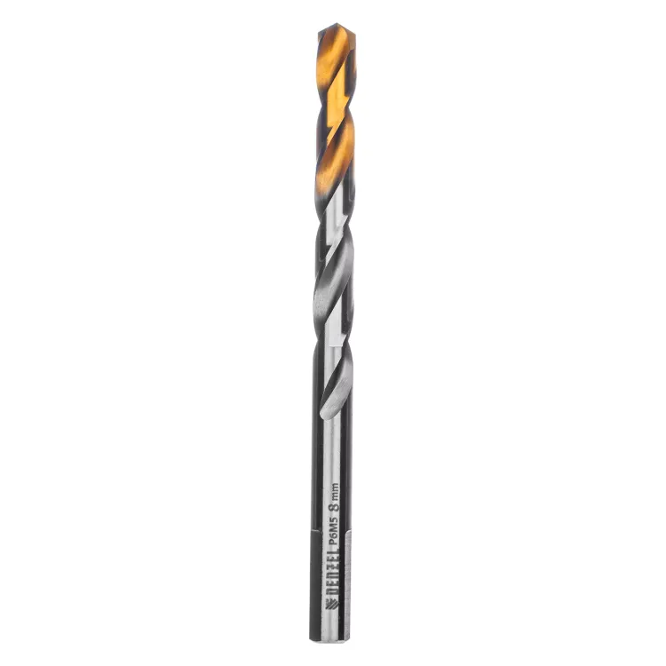 Сверло спиральное по металлу Denzel 8 x 117 мм, Р6М5, Golden Tip, 718239 купить в Сургуте
