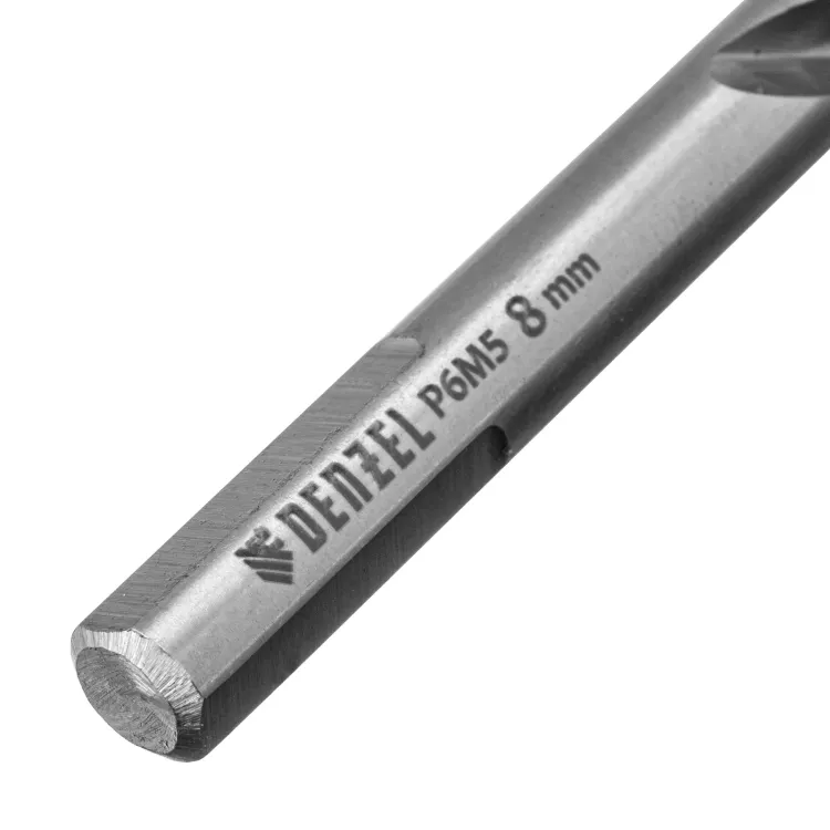Сверло спиральное по металлу Denzel 8 x 117 мм, Р6М5, Golden Tip, 718239 купить в Сургуте