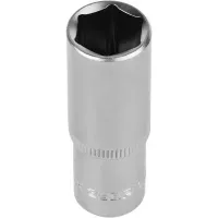 Головка торцовая ЗУБР "МАСТЕР" (1/4"), удлиненная, Cr-V, FLANK, хроматированное покрытие, 12мм 27717-12