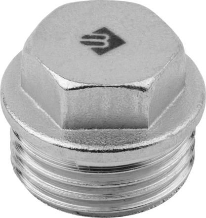 Заглушка ЗУБР &quot;ЭКСПЕРТ&quot;, никелированная латунь, 6-ти гранная головка, внутренняя резьба, 1/2&quot; 51297-1/2 купить в Сургуте