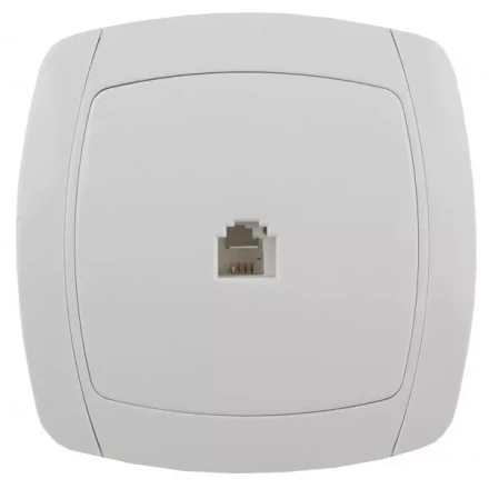 Розетка СВЕТОЗАР &quot;CITY LIGHT&quot; телефонная одинарная в сборе, цвет белый SV-54217-W купить в Сургуте