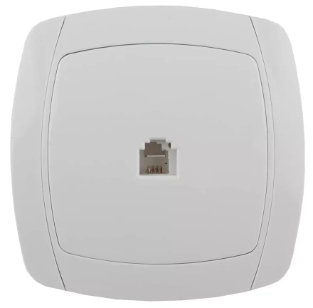 Розетка СВЕТОЗАР &quot;CITY LIGHT&quot; телефонная одинарная в сборе, цвет белый SV-54217-W купить в Сургуте