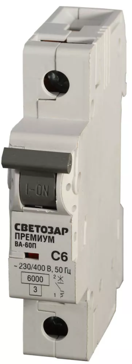 Выключатель автоматический СВЕТОЗАР "ПРЕМИУМ" 1-полюсный, 63 A, "C", откл. сп. 6 кА, 230 / 400 В SV-49021-63-C купить в Сургуте