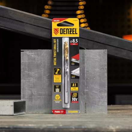 Сверло спиральное по металлу Denzel 8,5 x 117 мм, Р6М5, Golden Tip, 718240 купить в Сургуте