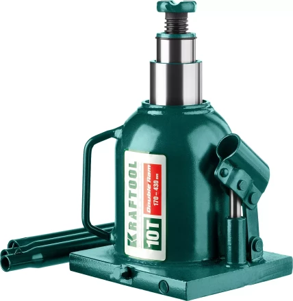 Домкрат гидравлический бутылочный &quot;Double Ram&quot;, сварной, телескопический, 10т, 170-430мм, KRAFTOOL 43463-10 43463-10 купить в Сургуте