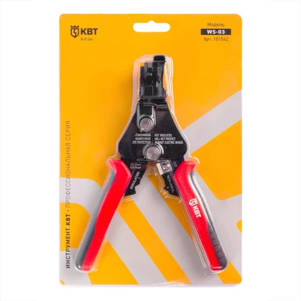Полуавтоматический стриппер КВТ WS-03 для снятия изоляции с проводов 0.5–6.0 мм с функцией опрессовки и модулем резки CutPro (101542) купить в Сургуте