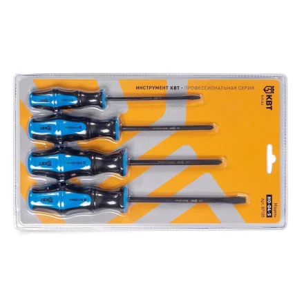 Набор слесарных отверток из стали S2 КВТ НО-04-S, 4 шт. (87105) купить в Сургуте