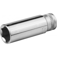 Торцовая головка KRAFTOOL "INDUSTRIE QUALITAT", удлиненная, Cr-V, FLANK, хромосатинированная, 1/4", 8 мм 27817-08_z01