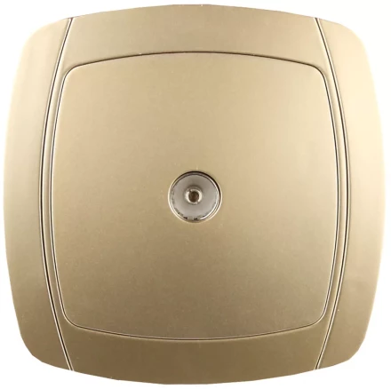 Розетка СВЕТОЗАР &quot;АКЦЕНТ&quot; телевизионная одинарная в сборе, цвет золотой металлик SV-54215-GM купить в Сургуте