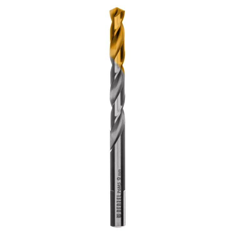 Сверло спиральное по металлу Denzel, 9 x 125 мм, Р6М5, Golden Tip, 718241 купить в Сургуте