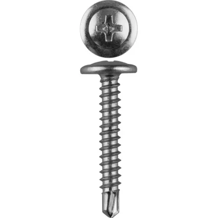 Саморезы ЗУБР с прессшайбой и сверлом по листовому металлу до 2мм, PH2, 4,2х25мм, ТФ6, 12шт 4-300216-42-025 купить в Сургуте