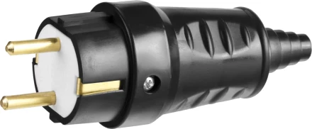 Вилка СИБИН электрическая ударопрочная, с заземлением, 16А/220В, черная 55115-B купить в Сургуте