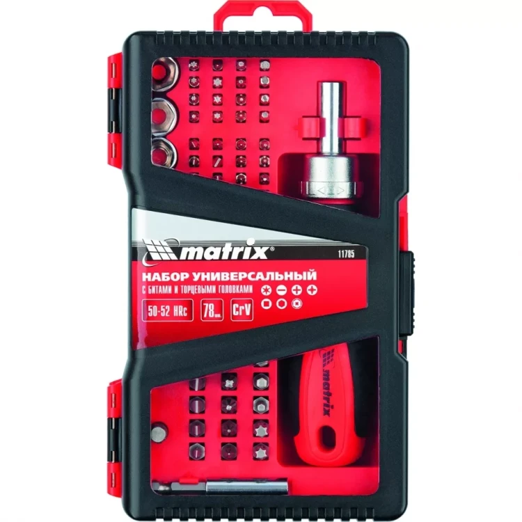 Набор универсальный с битами и торцевыми головками, 78 шт., CrV Matrix 11785 купить в Сургуте
