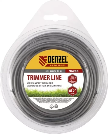 Леска для триммера армированная алюминием X-Pro квадрат витой 3 мм х 10 м блистер Россия Denzel 96200 купить в Сургуте