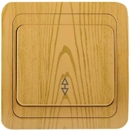 Выключатель СВЕТОЗАР &quot;ГАММА&quot; проходной, одноклавишный, цвет ольха, 10A/~250B SV-54137-A купить в Сургуте