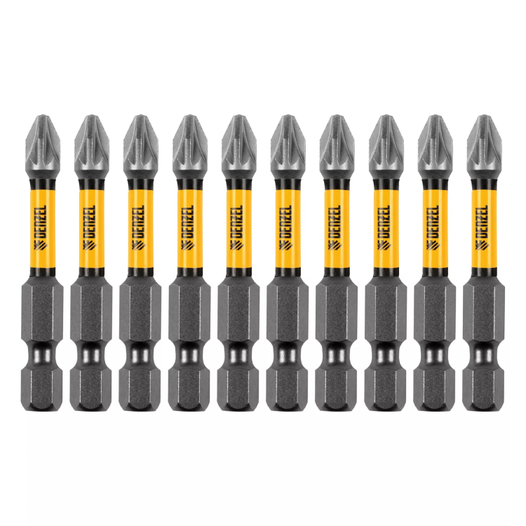 Бита IMPACT, PZ2x50 мм, лазерная обработка шлица, сталь S2, 10 шт., Е 6,3 Denzel 11692 купить в Сургуте
