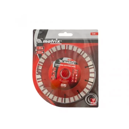 Диск алмазный отрезной Турбо-сегментный 125 х 22,2 мм сухая резка MATRIX Professional 73142 купить в Сургуте
