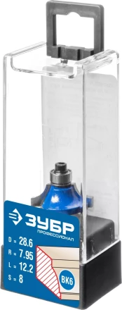 ЗУБР 28.6 x 12.2 мм, радиус 8 мм, фреза кромочная калевочная №1, Профессионал (28700-28.6) купить в Сургуте