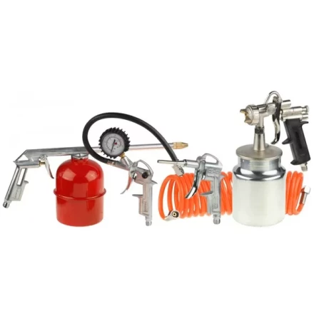 Набор пневматический STAYER &quot;MASTER&quot; универсальный: краскораспылитель с нижним бачком, пистолеты, пневмошланг, 5 предм 06487-H5 купить в Сургуте
