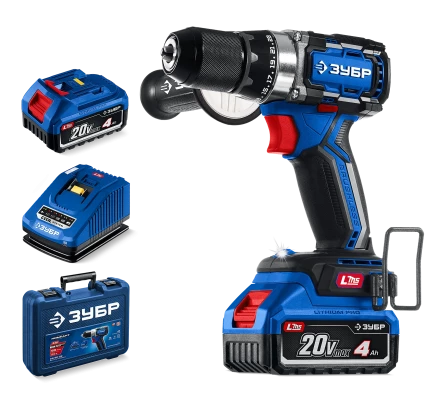 Бесщеточная дрель-шуруповерт Зубр, 2 АКБ LMS (4 Ач), в кейсе DB-70-42 серия «ПРОФЕССИОНАЛ» купить в Сургуте