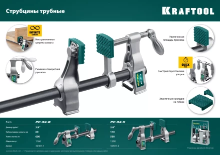 Струбцина KRAFTOOL PC-34-xx трубная 32301-1 купить в Сургуте