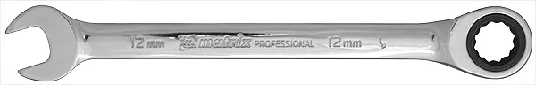 Ключ комбинированный трещоточный 14мм CrV зеркальный хром MATRIX PROFESSIONAL 14807 купить в Сургуте
