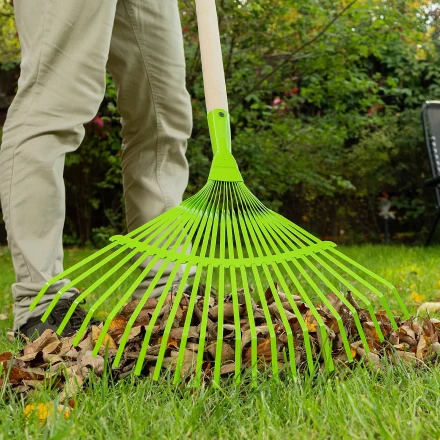 Грабли веерные стальные Palisad, 425 мм, 22 плоских зуба, эмалированные, без черенка, 617705 купить в Сургуте