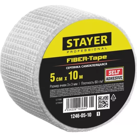 Серпянка самоклеящаяся FIBER-Tape, 5 см х 10м, STAYER Professional 1246-05-10 1246-05-10_z01 купить в Сургуте