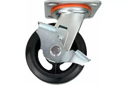 Аппаратное поворотное колесо большегрузное с тормозом HITCH 152*50 резина черная SCdb63 (SZ085006)