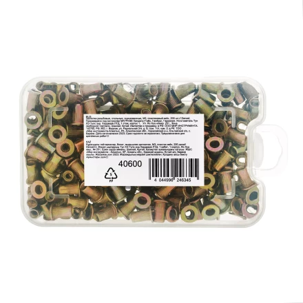 Заклепки резьбовые, стальные, оцинкованные, М3, пластиковый кейс, 200 шт. Denzel 40600 купить в Сургуте