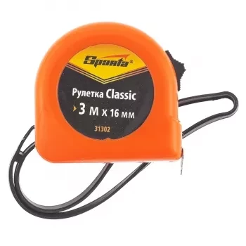 Рулетка Classic, 3 м х 16 мм, пластиковый корпус  SPARTA 31302 купить в Сургуте
