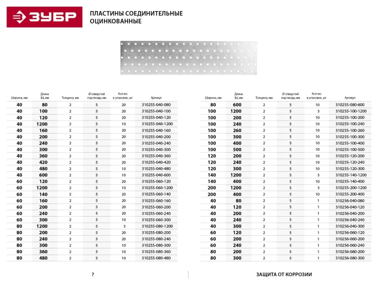 Пластина соединительная ЗУБР "МАСТЕР", 40х200мм, 1шт 310256-040-200 купить в Сургуте
