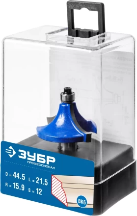 ЗУБР 44.5 x 21.5 мм, радиус 15.9 мм, фреза кромочная калевочная №1, Профессионал (28700-44.5) купить в Сургуте