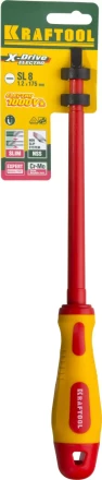 Отвертка KRAFTOOL, высоковольтная, Cr-Mo-V стержень, двухкомпонент. маслобензостойкая рукоятка, SL, 8,0х175мм 250083-8.0-175 купить в Сургуте