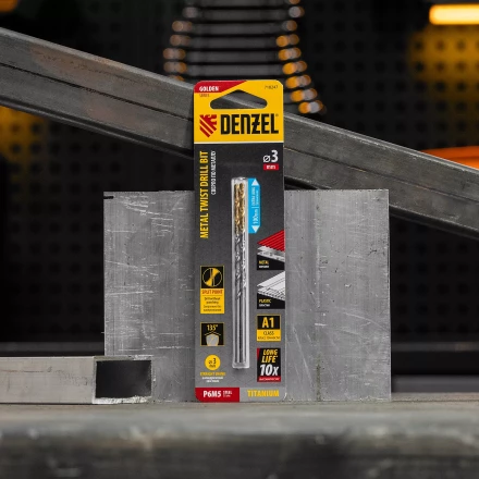 Сверло спиральное по металлу 3 х 100 мм, Р6М5, Golden Tip, удлиненное, 2шт. Denzel 718247 купить в Сургуте