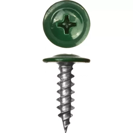 Саморезы ЗУБР с прессшайбой по листовому металлу до 0,9 мм, окрашенные в RAL-6005, PH2, 4,2х19 мм, 450шт 300191-42-019-6005 купить в Сургуте