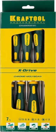 Набор X-Drive, KRAFTOOL 250081-H7: Отвертки профессиональные, SL: 3x80, 5x100, 6x125; PH: 1x80, 2x100; PZ: 1x80, 2x100 250081-H7 купить в Сургуте