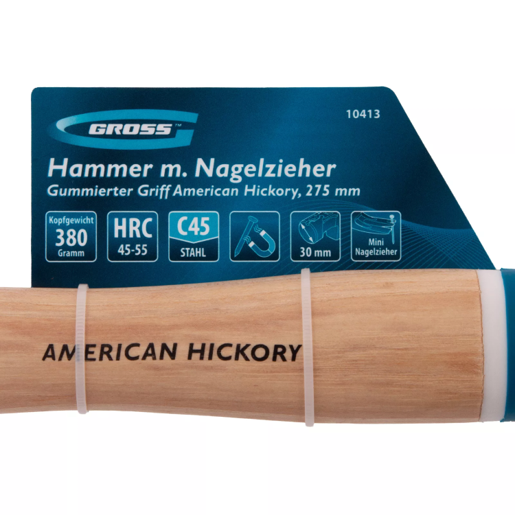 Молоток-гвоздодер GROSS 10413, 380 г, угол 75, магнит, обрезиненная рукоятка American Hickory купить в Сургуте