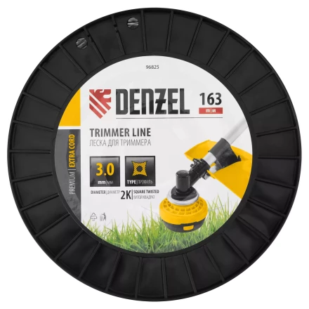 Леска для триммера двухкомпонентная витой квадрат Denzel, 3,0мм х 163м, на DIN катушке EXTRA CORD 96825 купить в Сургуте