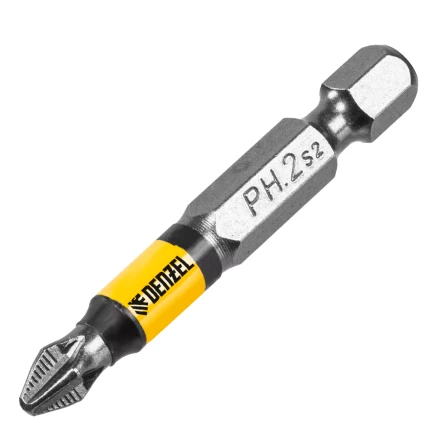 Бита PH2х50, сталь легированная S2, 10 шт., круглый профиль, отрывная упаковка, Е 6,3 Denzel 11679 купить в Сургуте