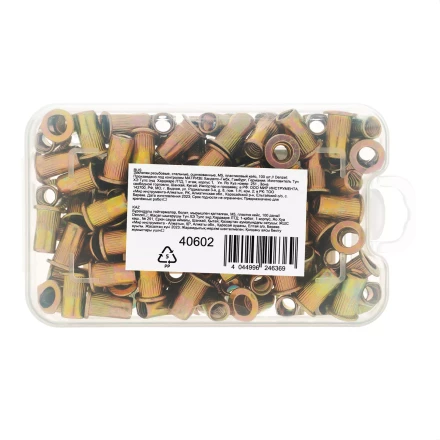 Заклепки резьбовые, стальные, оцинкованные, М5, пластиковый кейс, 100 шт. Denzel 40602 купить в Сургуте