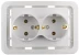 Розетка СВЕТОЗАР &quot;ГАММА&quot; двойная, с заземлением, цвет белый, 16А/~250В SV-54107-W купить в Сургуте