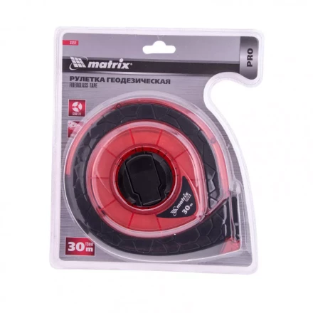 Рулетка геодезическая 30 м х 15 мм закрытый корпус фибергласовая лента двусторонняя шкала Pro Matrix 31271 купить в Сургуте