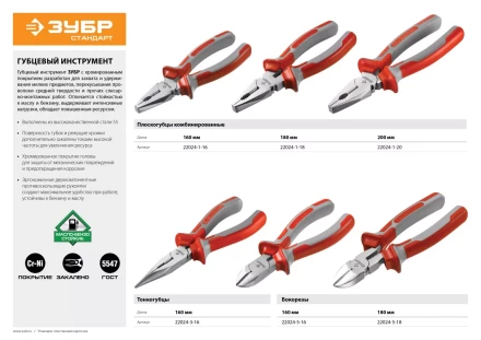 Тонкогубцы ЗУБР &quot;СТАНДАРТ&quot;, 160мм 22024-3-16 купить в Сургуте