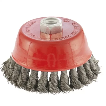 Щетка для УШМ, 100 мм, М14, &quot;чашка&quot;, крученая проволока 0,35 мм  MTX 74615 купить в Сургуте